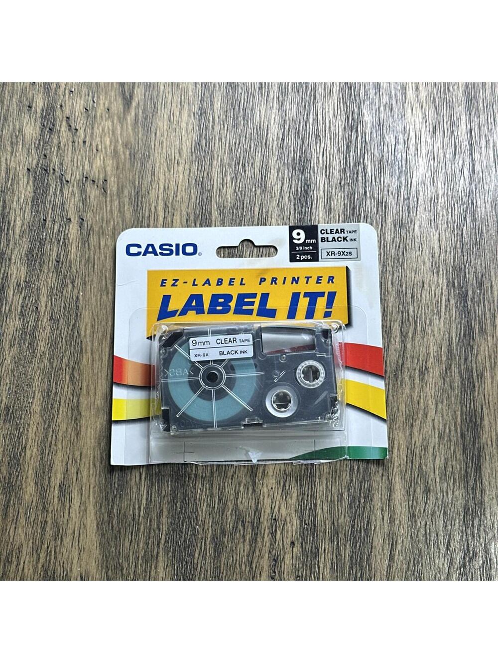 Casio XR-9X2S 9MM Labeling Tape Clear Tape Black Ink EZ Label Printer NEW